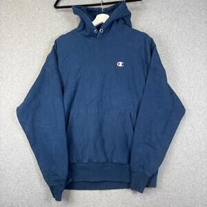 Vintage Champion Reverse Weave Hoodie Sweatshirt L Navy Made In USA Blank 90s